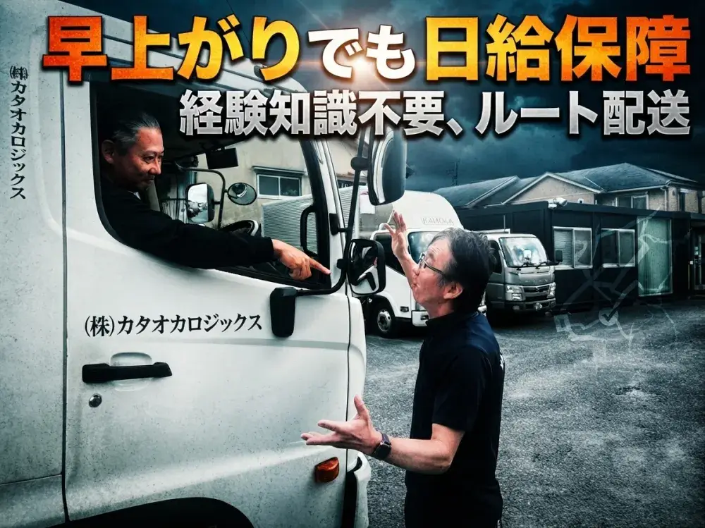 早上がりでも日給保障｜週休2日制｜未経験歓迎｜2tルート配送ドライバー｜正社員